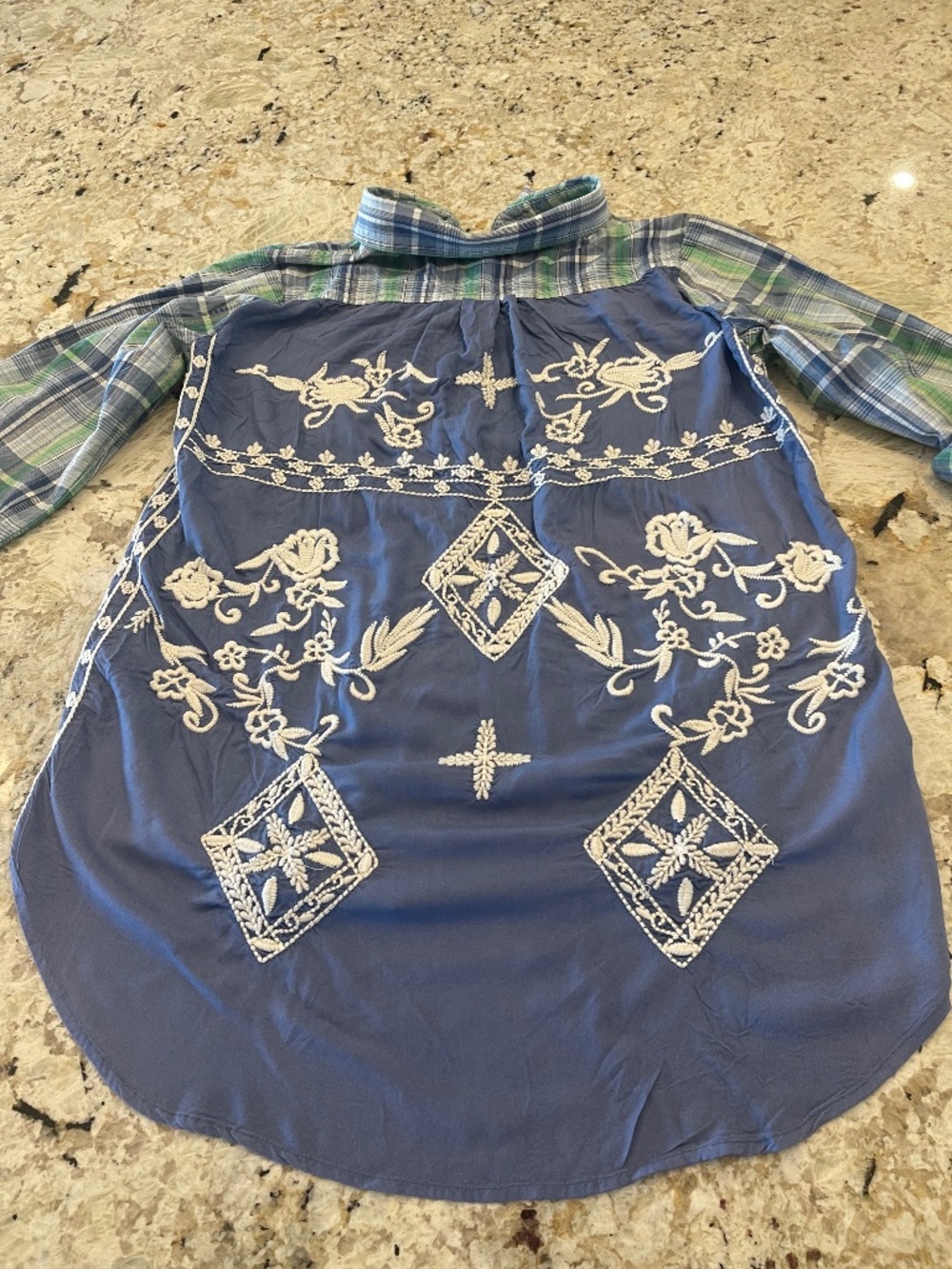 Kyla Seo Tunic Shirt Womens Medium Embroidered Bohemian Cross Plaid Boutique